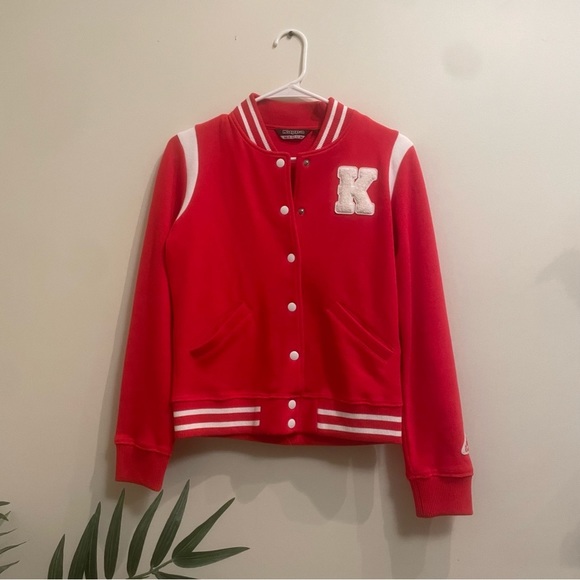 Kappa Jackets & Blazers - Vintage Kappa Red Letterman Style Snap Up Jacket